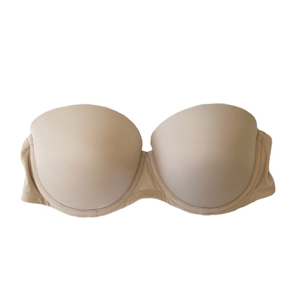 Victoria's Secret PINK Wear Everywhere Push-up Bra 36C Nude Strapless - Picture 2 of 9